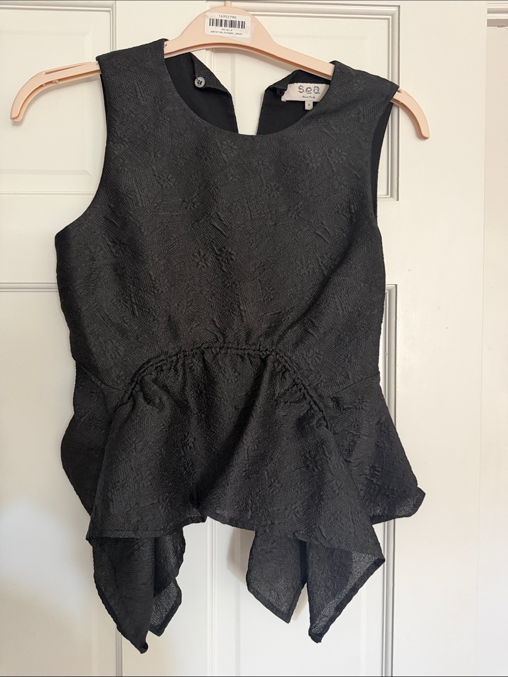 Sea New York Elegi Black Textured Sleeveless Peplum Tank - Picture 6 of 9